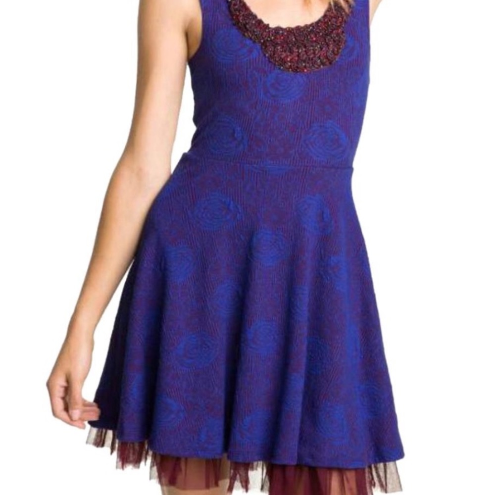Free people dress beads roses S